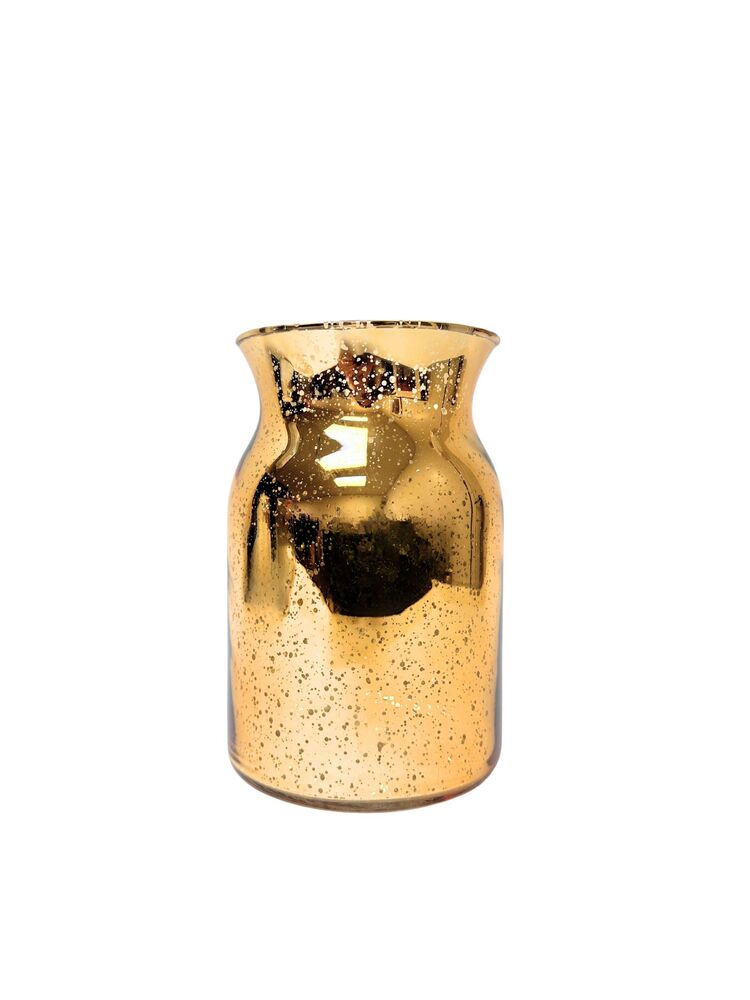 8 Inch Gold Mercury Belly Glass Vase 5.25"W x 8"H -- 12 Per Case