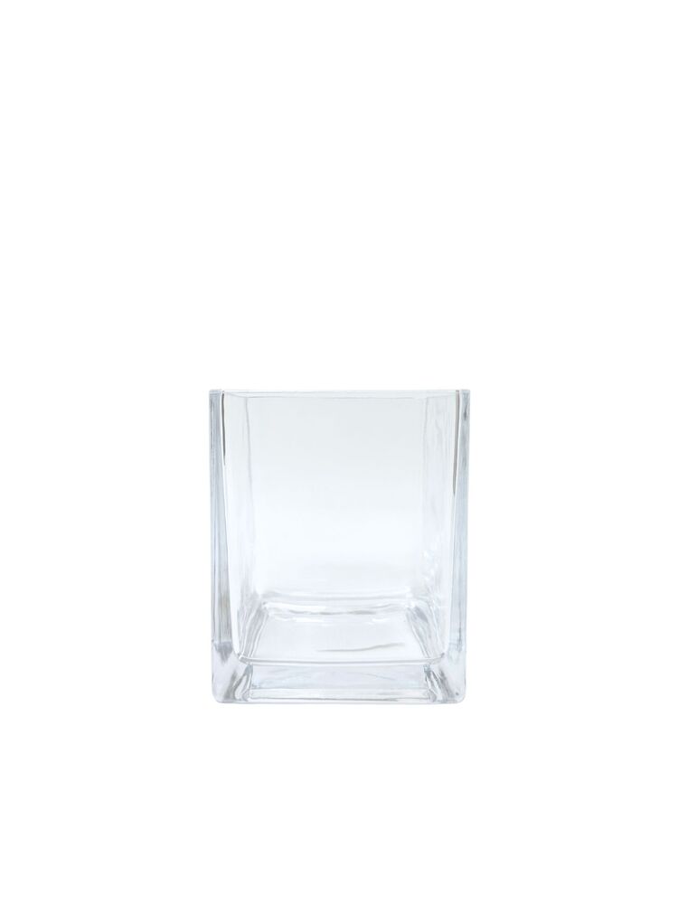 4.75 Inch Clear Square Glass Vase 4"W x 4.75"H -- 12 Per Case