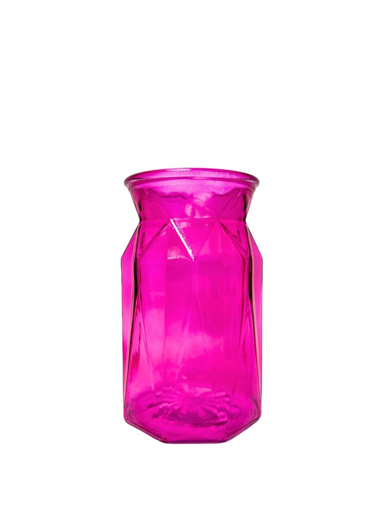 7 Inch Pink Pressed Ginger Glass Vase 4"W x 7"H -- 12 Per Case