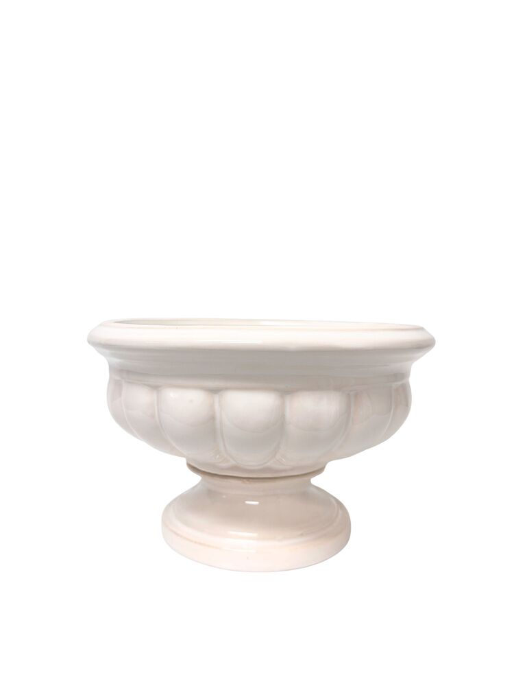 6.5 Inch Off White Urn Stoneware Ceramic Vase 10W x 6.5H -- 4 Per Case
