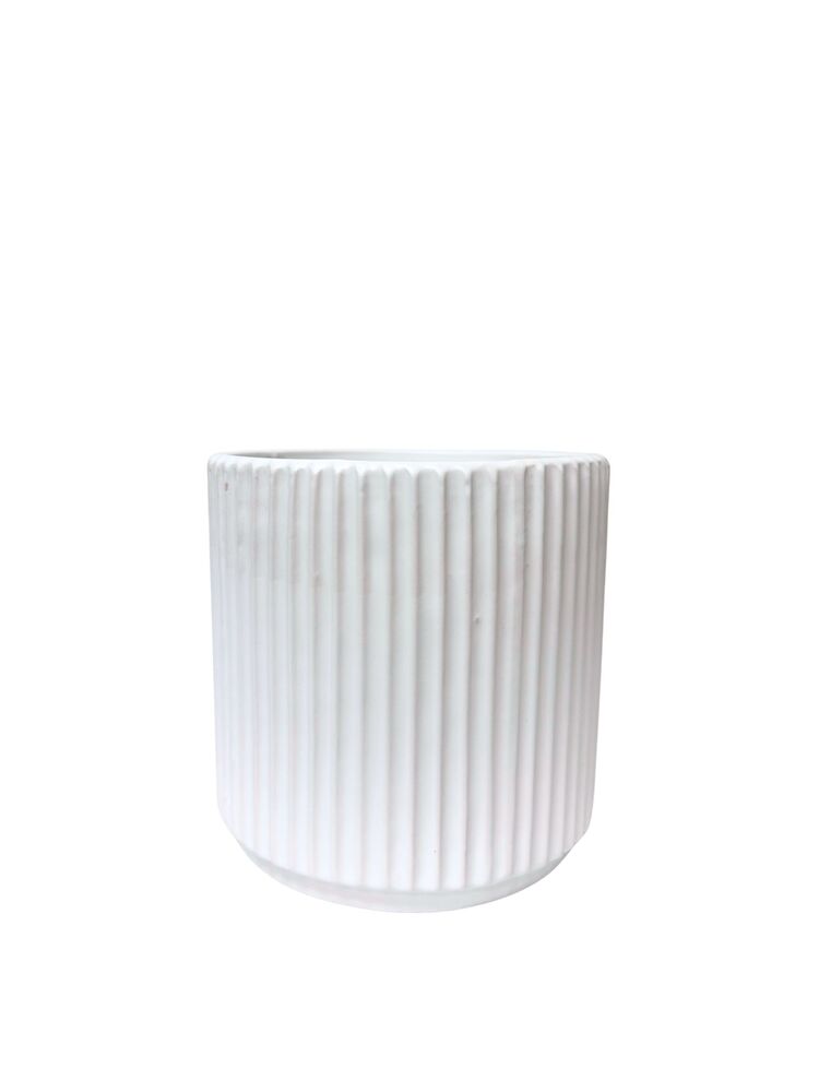 6 Inch White Cylinder Ceramic Vase 6W x 6H -- 12 Per Case