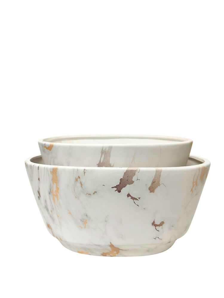 2-Piece Set White Oval Ceramic Vase w/ Blonde Sketch Abstract Design 13"L x 7"W x 6.5"H x 11.75"L x 5.5"W x 5.5"H -- 4 Per Case