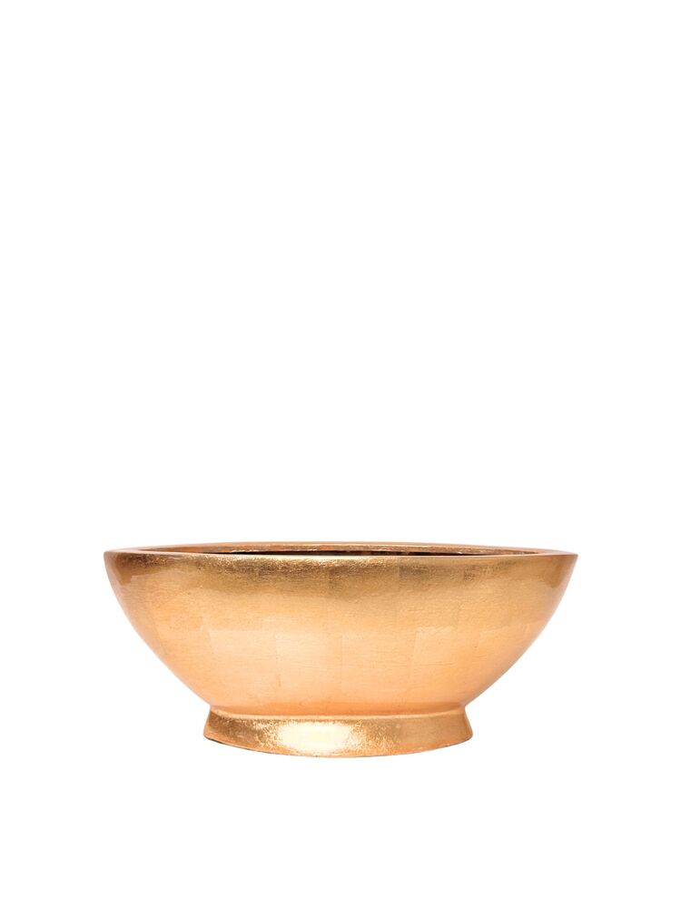5.5 Inch Gold Leaf Boat Polystone Planter 13.5L x 6.75W x 5.5H -- 4 Per Case