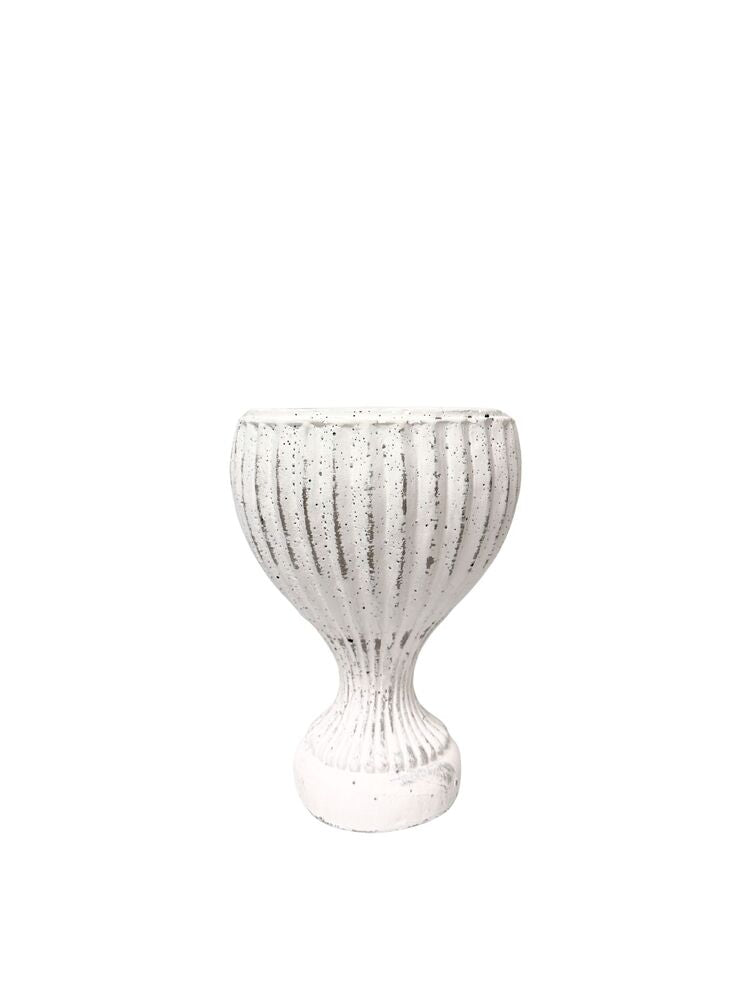 7.5 Inch White Roman Vinatage Urn Cement Planter 6W x 7.5H -- 6 Per Case