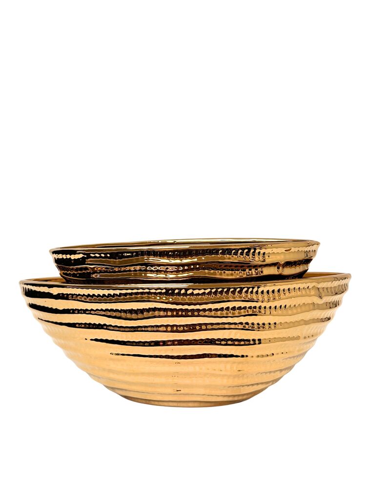2-Piece Set Gold Boat Ceramic Vase 15"L x 6.25"W x 5.25"H; 12"L x 4.75"W x 4.5"H -- 6 Per Case