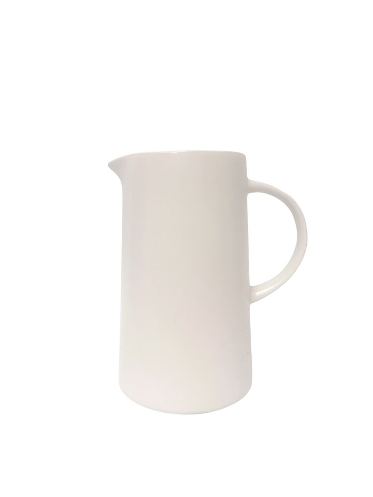 8.5 Inch White Pitcher Ceramic Vase 5W x 8.5H -- 12 Per Case