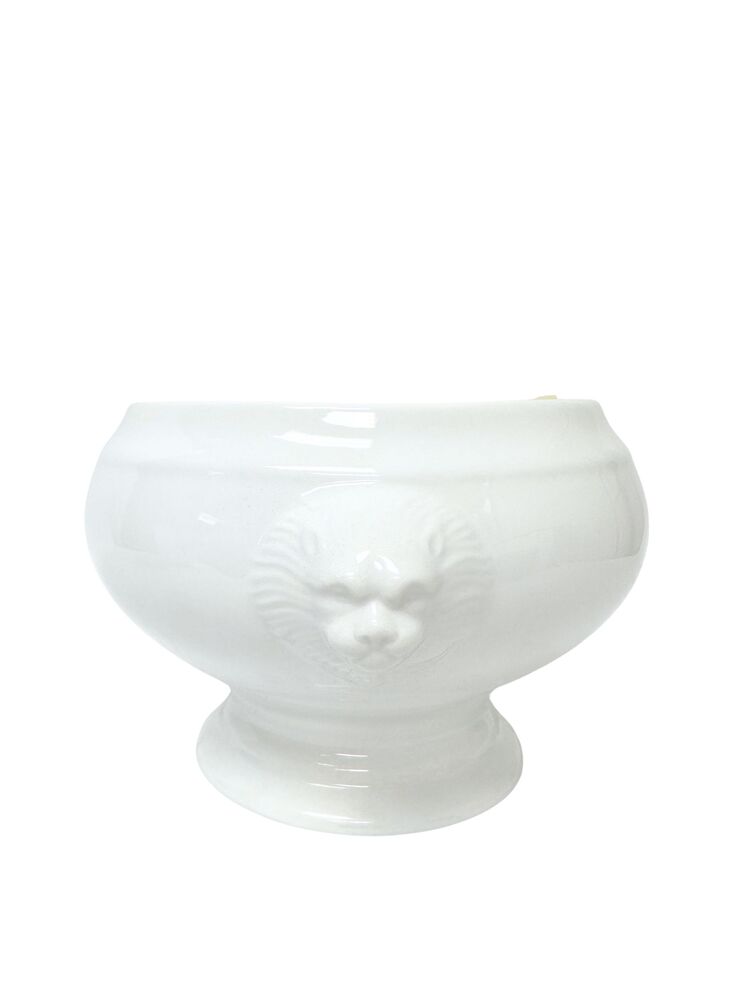 5.5 Inch White Bowl Ceramic Vase w/ Lion Handle 7W x 5.5H -- 8 Per Case
