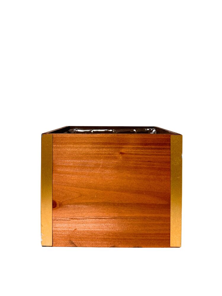 6 Inch Square Natural Wooden Planter 7"W x 6"H -- 8 Per Case