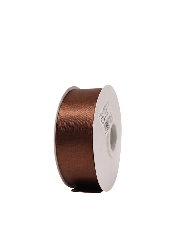 1.5 Inch Polyester Single Satin Ribbon (50 Yards) - Brown -- 9 Per Case
