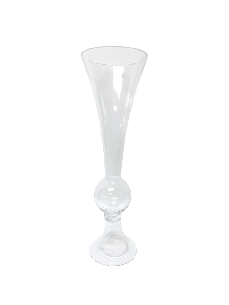 24 Inch Clear Trumpet Pedestal Glass Vase 7.5"W x 24"H -- 4 Per Case