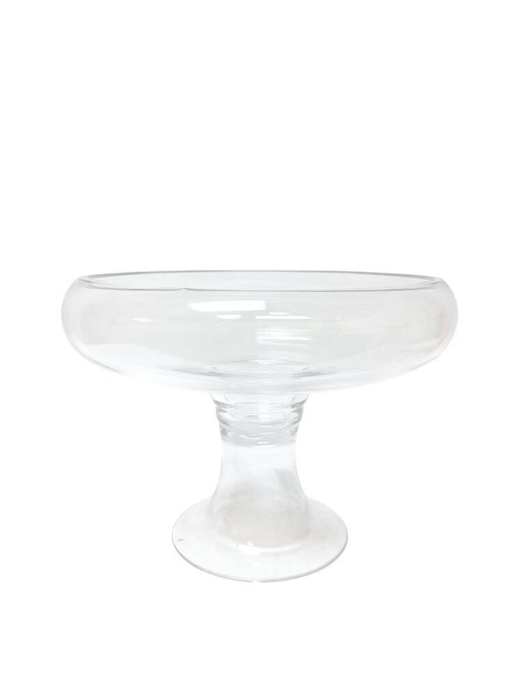 8 Inch Clear Bowl Pedestal Glass Vase 10"W x 8"H -- 4 Per Case
