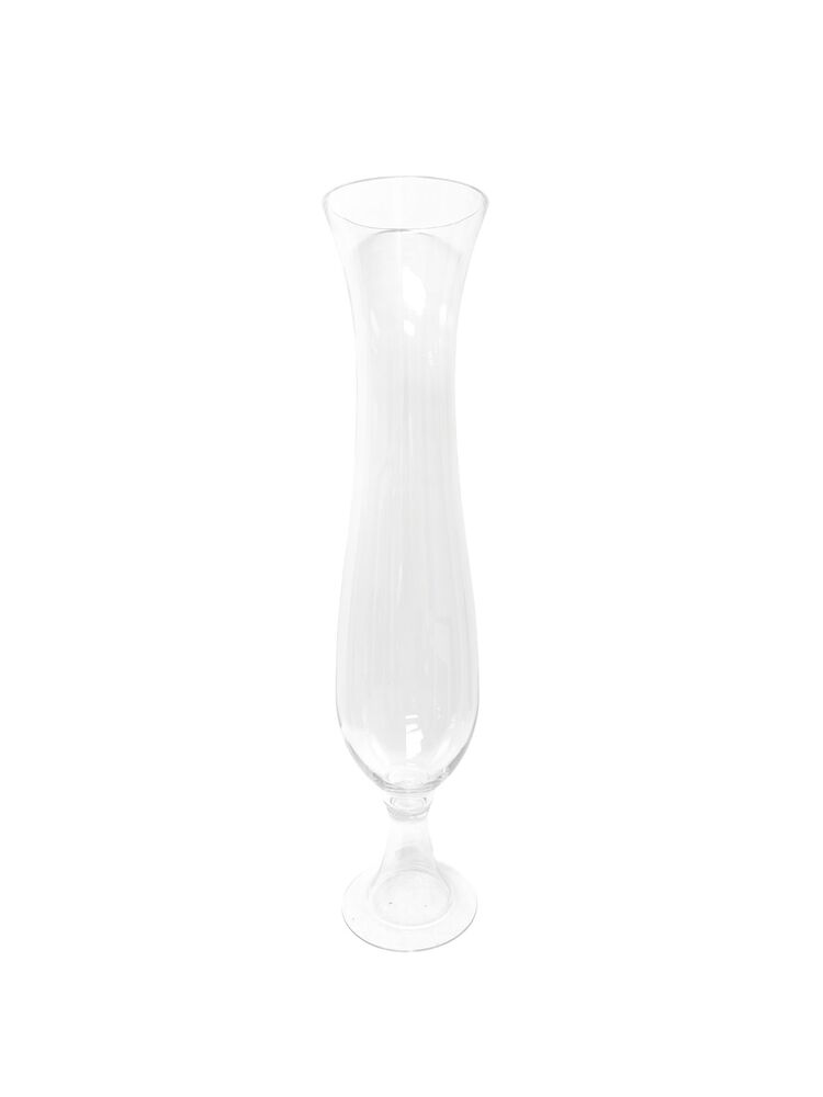 28 Inch Clear Belly Pedestal Glass Vase 5.5"W x 28"H -- 4 Per Case