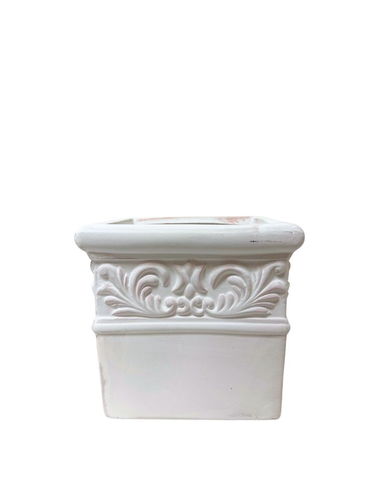 4.75 Inch White Square Ceramic Vase 5"W x 4.75"H -- 24 Per Case