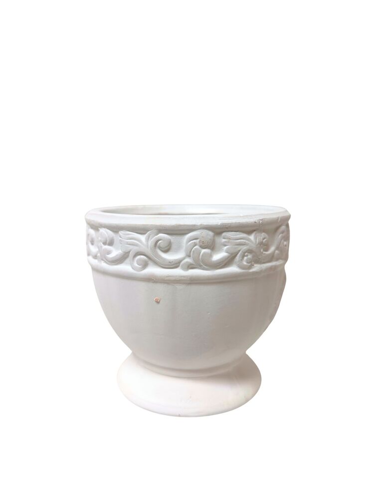 4.75 Inch White Round Ceramic Vase 5"W x 4.75"H -- 24 Per Case