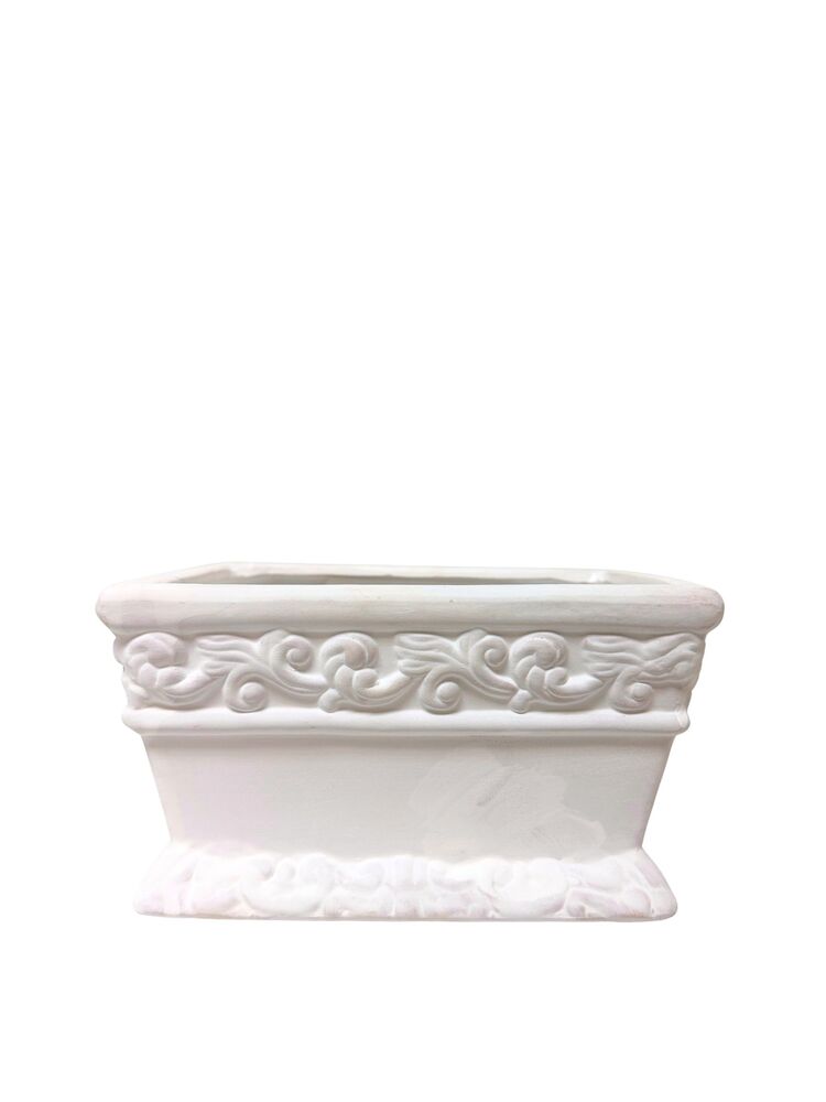3.5 Inch White Rectangle Ceramic Vase 4.25"W x 6.5"L x 3.5"H -- 24 Per Case