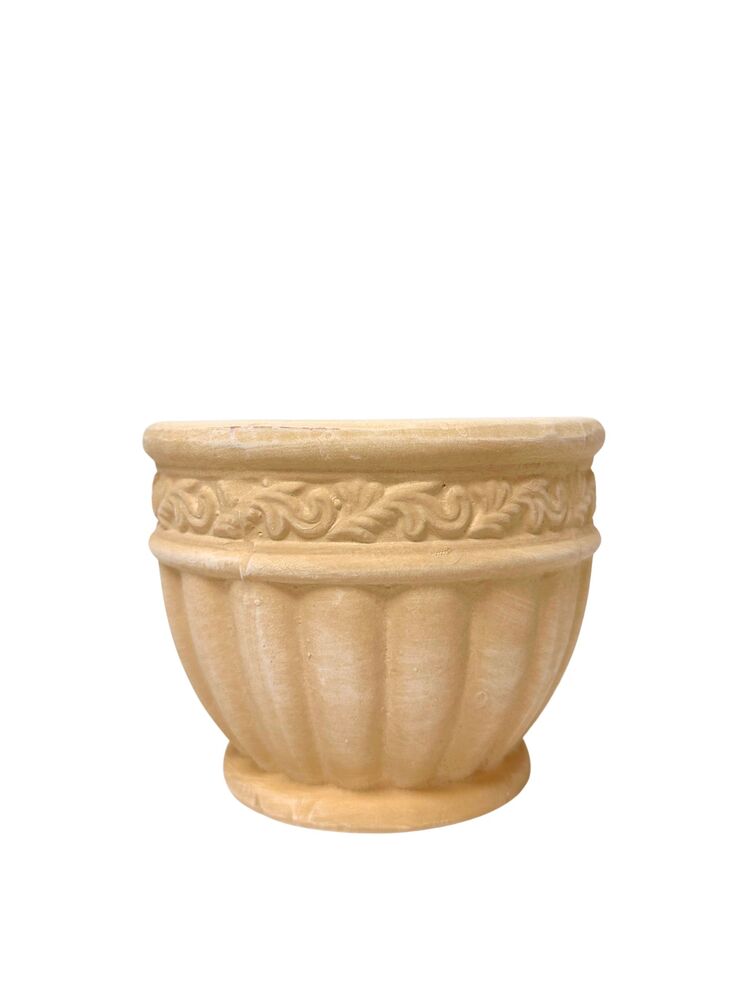 4 Inch Beige Round Ceramic Vase 5W x 4H -- 24 Per Case