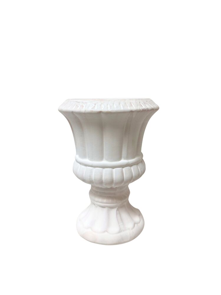 6 Inch White Urn Ceramic Vase 3.5"W x 6"H -- 24 Per Case