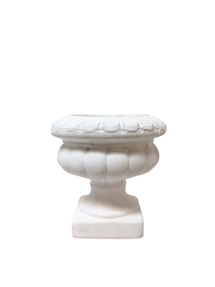 5 Inch White Urn Ceramic Vase 3.25"W x 5"H -- 24 Per Case