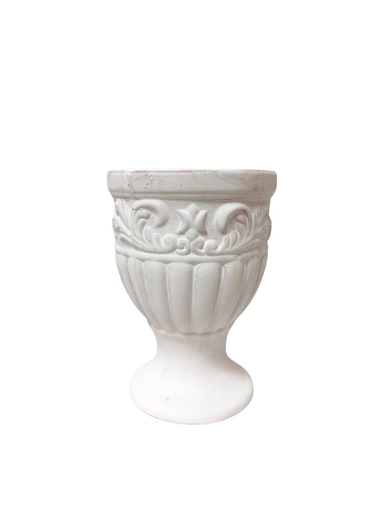 6.25 Inch White Urn Ceramic Vase 4.25W x 6.25H -- 24 Per Case