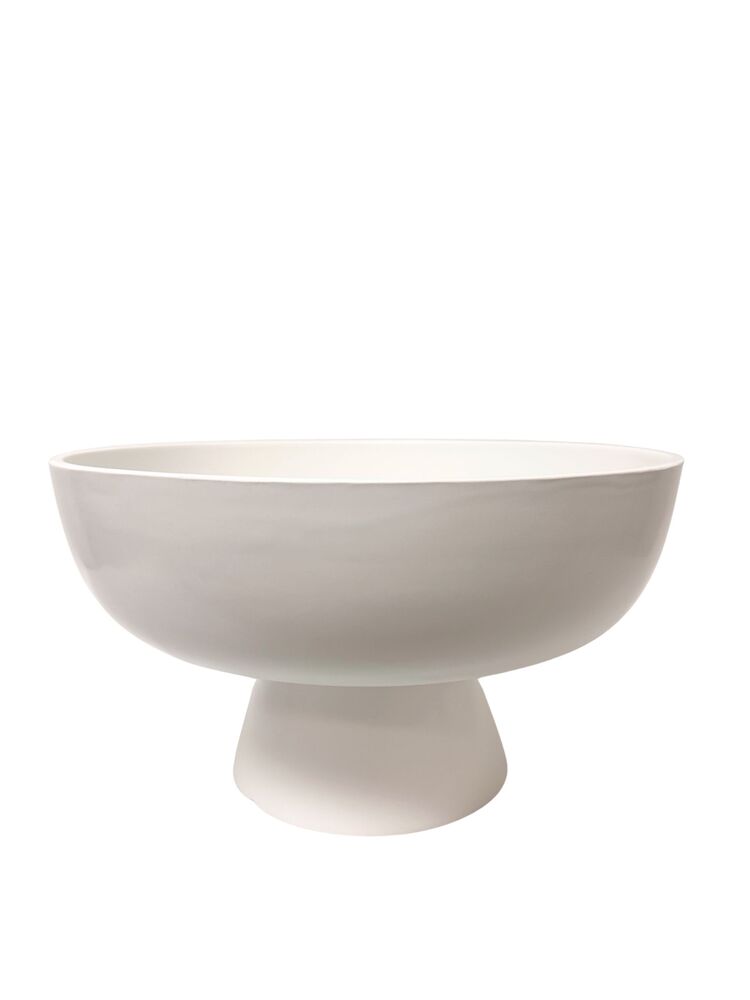 7.5 Inch White Bowl Pedestal Ceramic Vase 12W x 7.5H -- 2 Per Case
