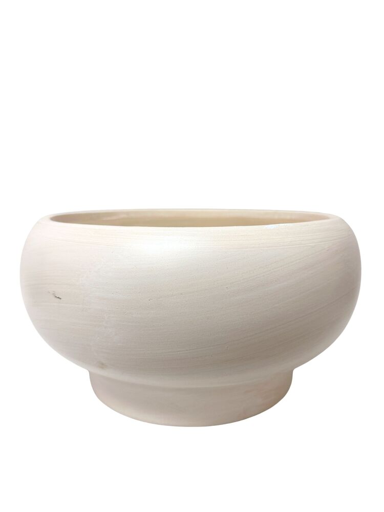 6.5 Inch White Washed Bowl Terracotta Planter 12"W x 6.5"H -- 2 Per Case