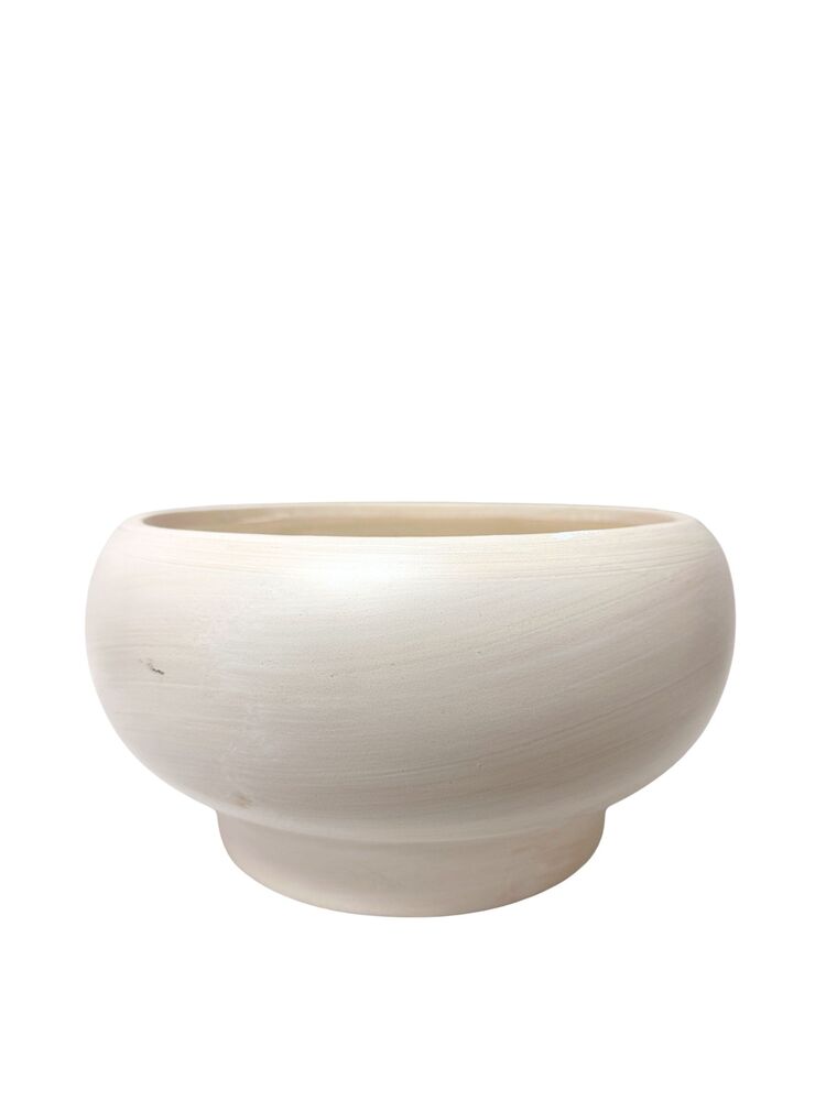 5.5 Inch White Washed Bowl Terracotta Planter 10.5"W x 5.5"H -- 2 Per Case