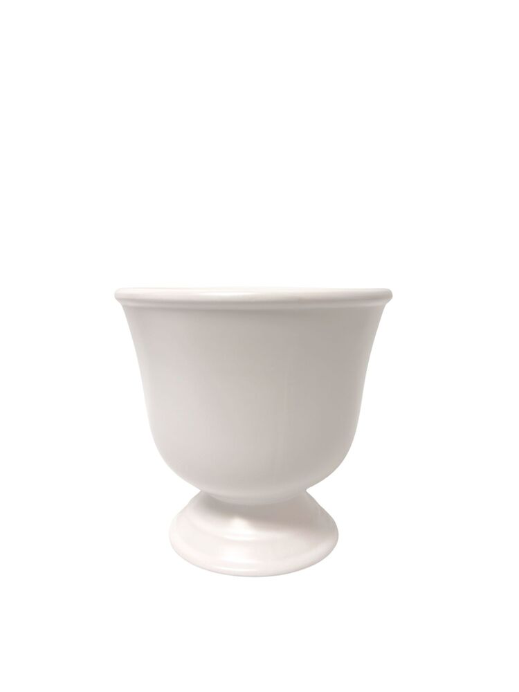 6.75 Inch White Round Pedestal Ceramic Vase 7"W x 6.75"H -- 6 Per Case