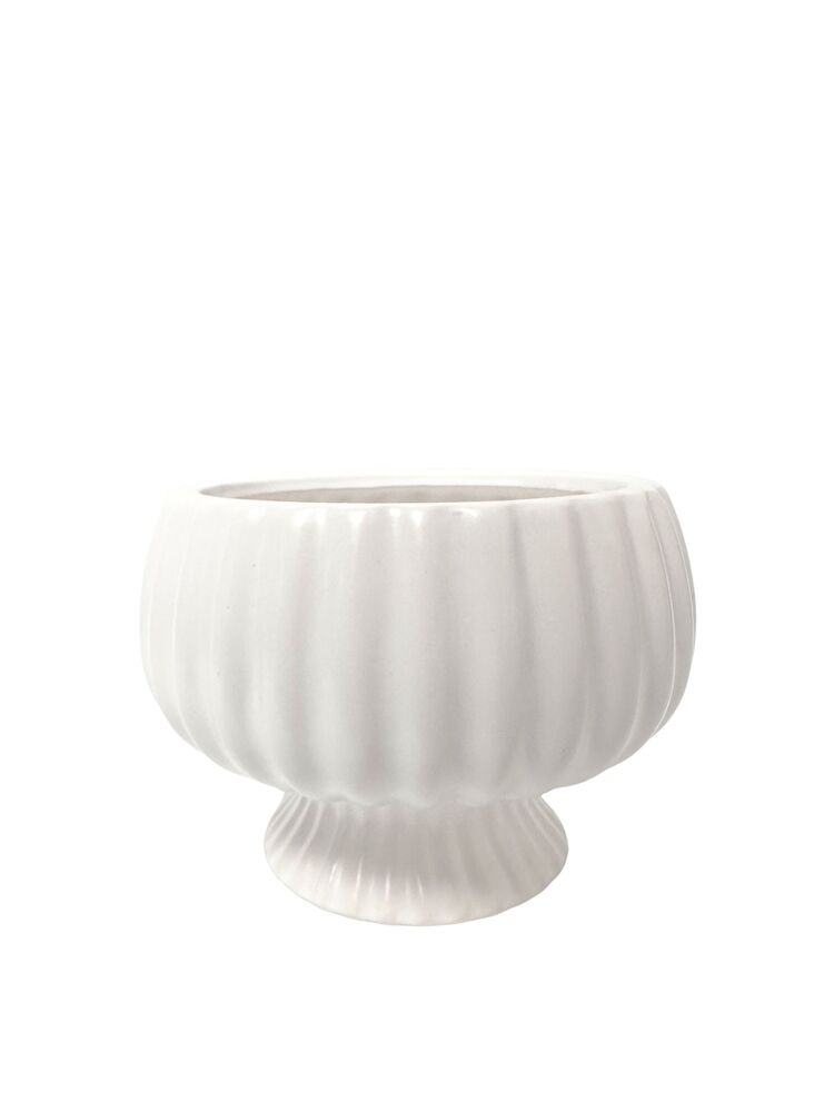 5.25 Inch Off-White Bowl Ceramic Vase 7.25"W x 5.25"H -- 6 Per Case