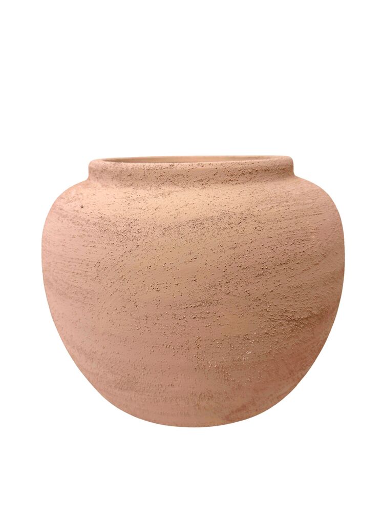 7.5 Inch Soft Beige Round Ceramic Vase 9.75W x 7.5H -- 2 Per Case