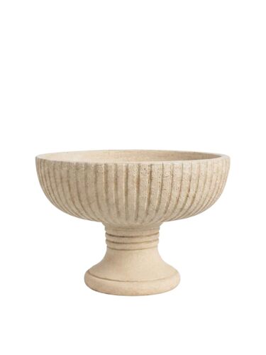 6.25 Inch White Fluted Pedestal Bowl Cement Planter 10"H x 6.25"W -- 4 Per Case