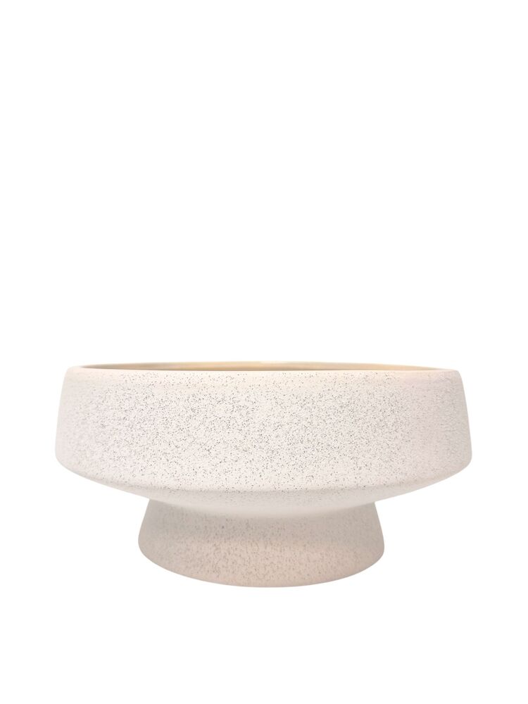 4.75 Inch White Bowl Ceramic Vase w/ Sand Finish 10.5"W x 4.75"H -- 1 Per Case