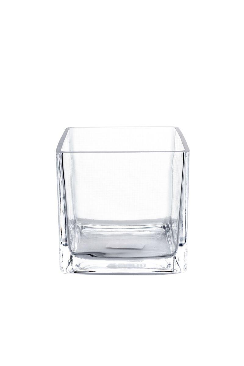 5 Inch Clear Cube Glass Vase 5"W x 5"H -- 12 Per Case