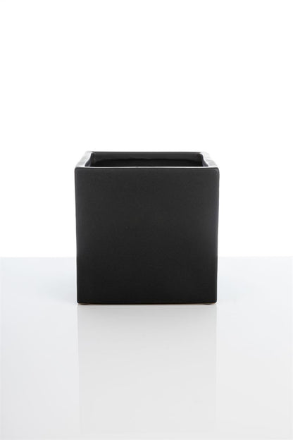 5 Inch Matte Black Cube Ceramic Vase 5W x 5H -- 24 Per Case