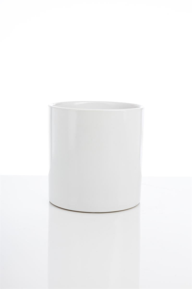 5 Inch Matte White Cylinder Ceramic Vase 5W x 5H -- 24 Per Case