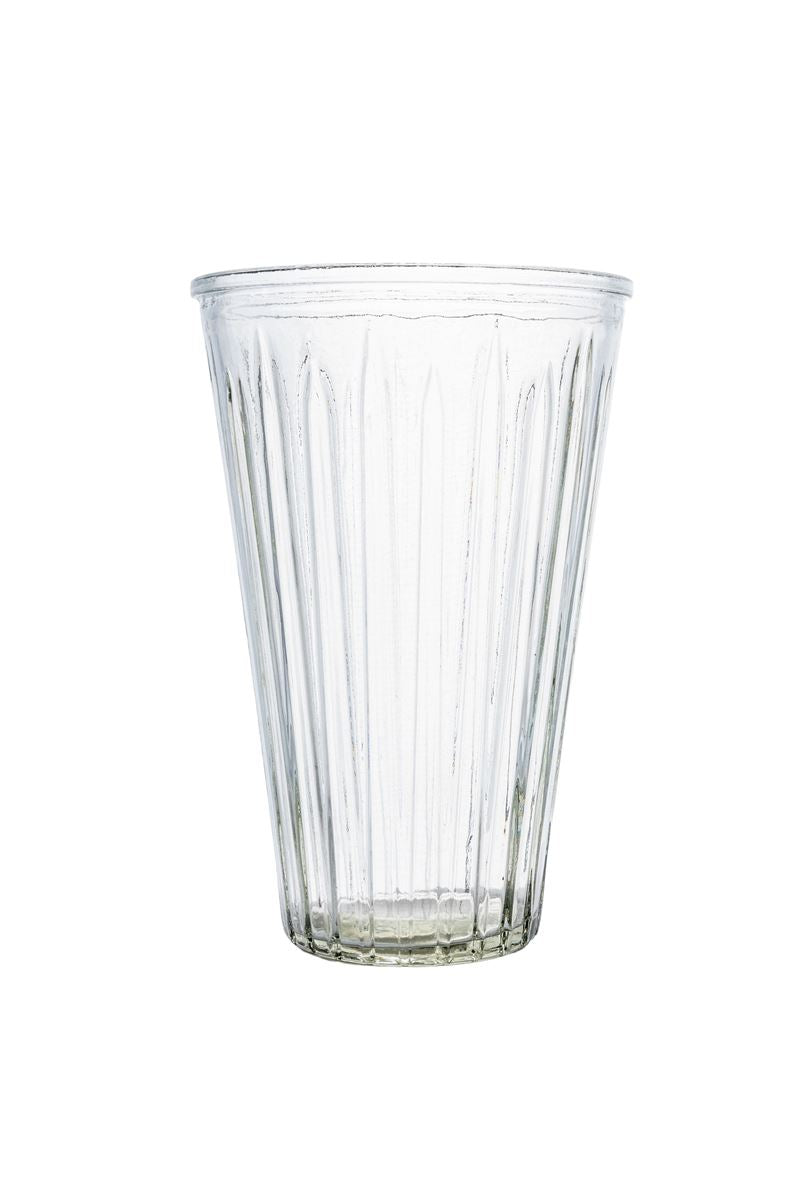 10 Inch Clear Cup Ribbed Glass Vase 6.5