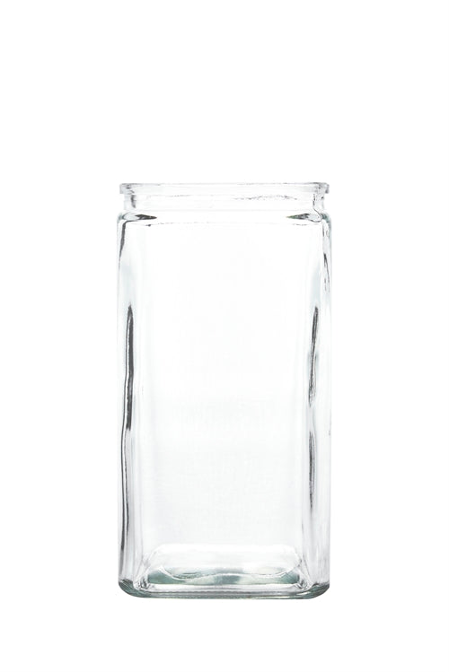9 Inch Clear Square Glass Vase 4.5W x 9H -- 12 Per Case