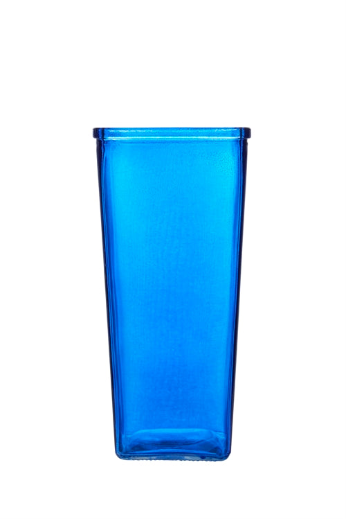 9 Inch Cobalt Blue Tapered Square Glass Vase 4W x 9H -- 12 Per Case