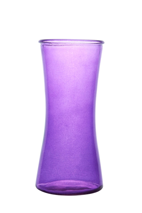9.5 Inch Purple Hour Glass Vase 4W x 9.5H -- 12 Per Case