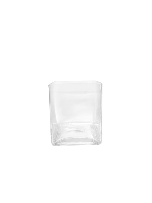5 Inch Clear Square Glass Vase 4W x 5H -- 12 Per Case