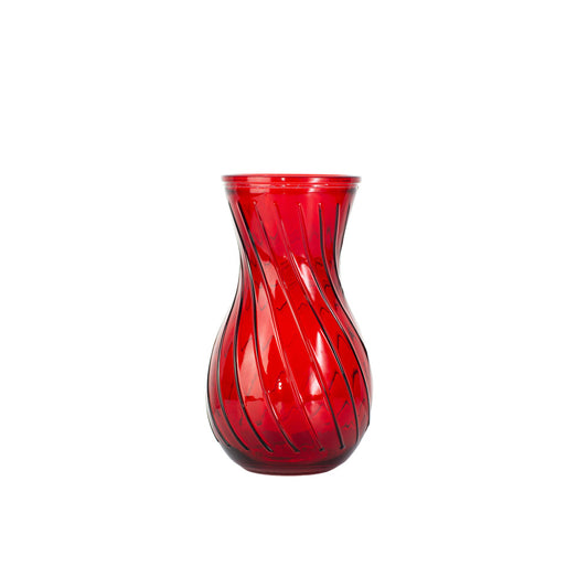 9 Inch Red Belly Swirl Glass Vase 4W x 9H -- 12 Per Case