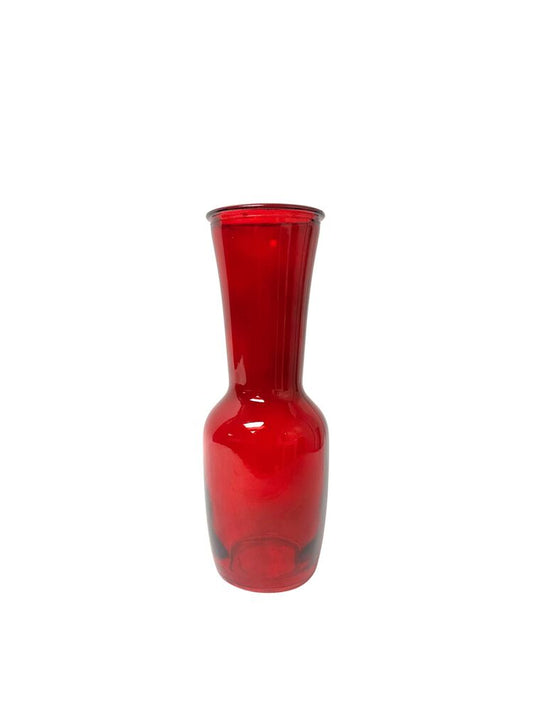 9 Inch Red Bunch Glass Vase 2.75W x 9H -- 24 Per Case