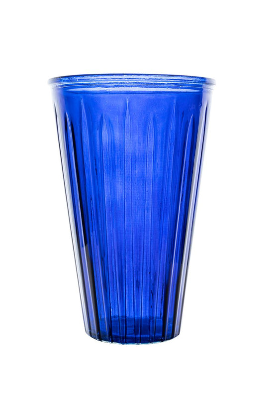 10 Inch Blue Cup Glass Vase 6.25W x 10H -- 6 Per Case