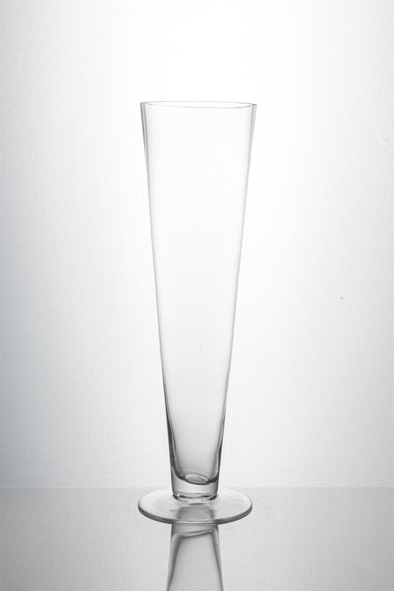 16 Inch Clear Cone Footed Glass Vase 4.25W x 16H -- 8 Per Case