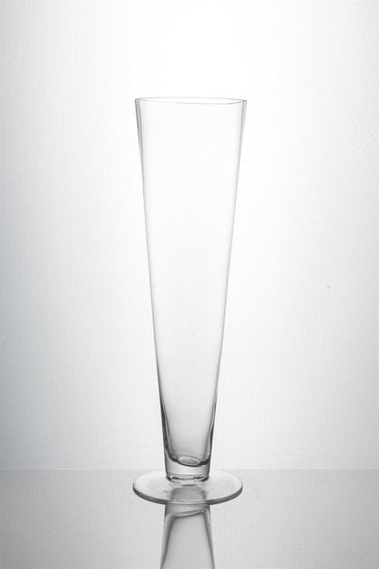 16 Inch Clear Cone Footed Glass Vase 4.25W x 16H -- 8 Per Case