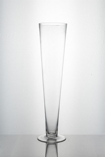 20 Inch Clear Cone Footed Glass Vase 5W x 20H -- 8 Per Case