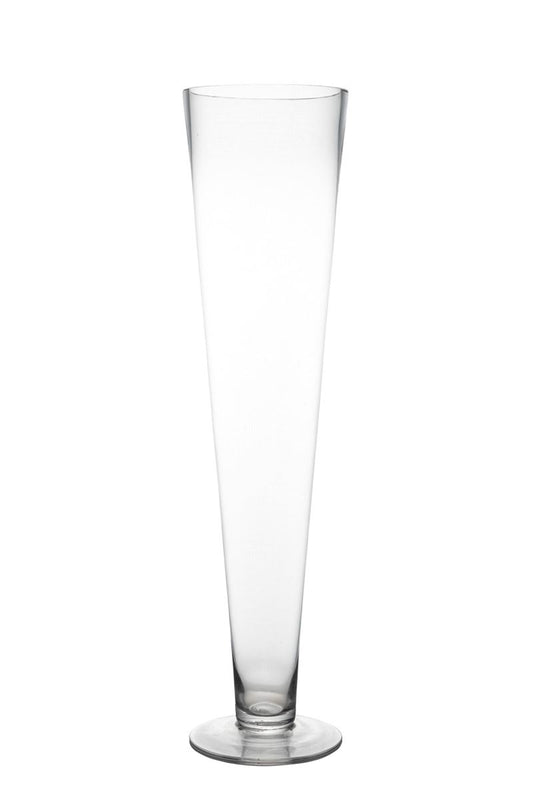 24 Inch Clear Cone Footed Glass Vase 6W x 24H -- 6 Per Case