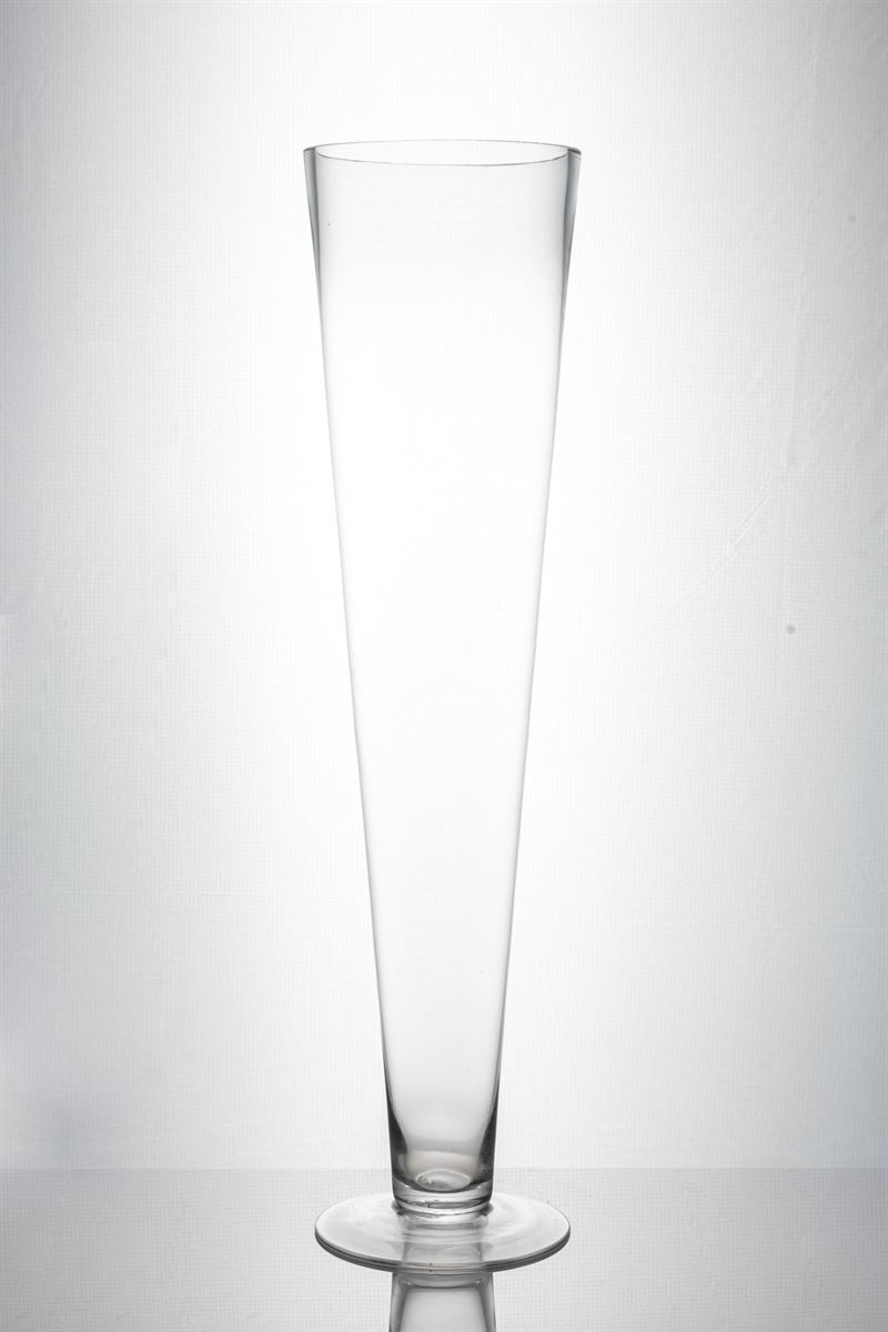 24 Inch Clear Cone Footed Glass Vase 6W x 24H -- 6 Per Case