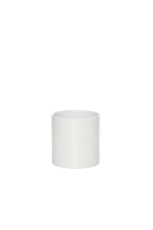 4 Inch Scratched White Cylinder Ceramic Vase 4W x 4H -- 36 Per Case