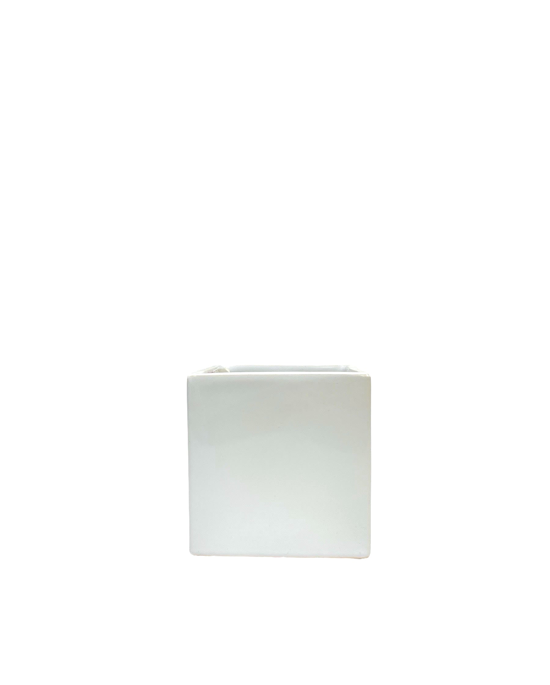 4 Inch Glossy White Cube Ceramic Vase 4W x 4H -- 36 Per Case