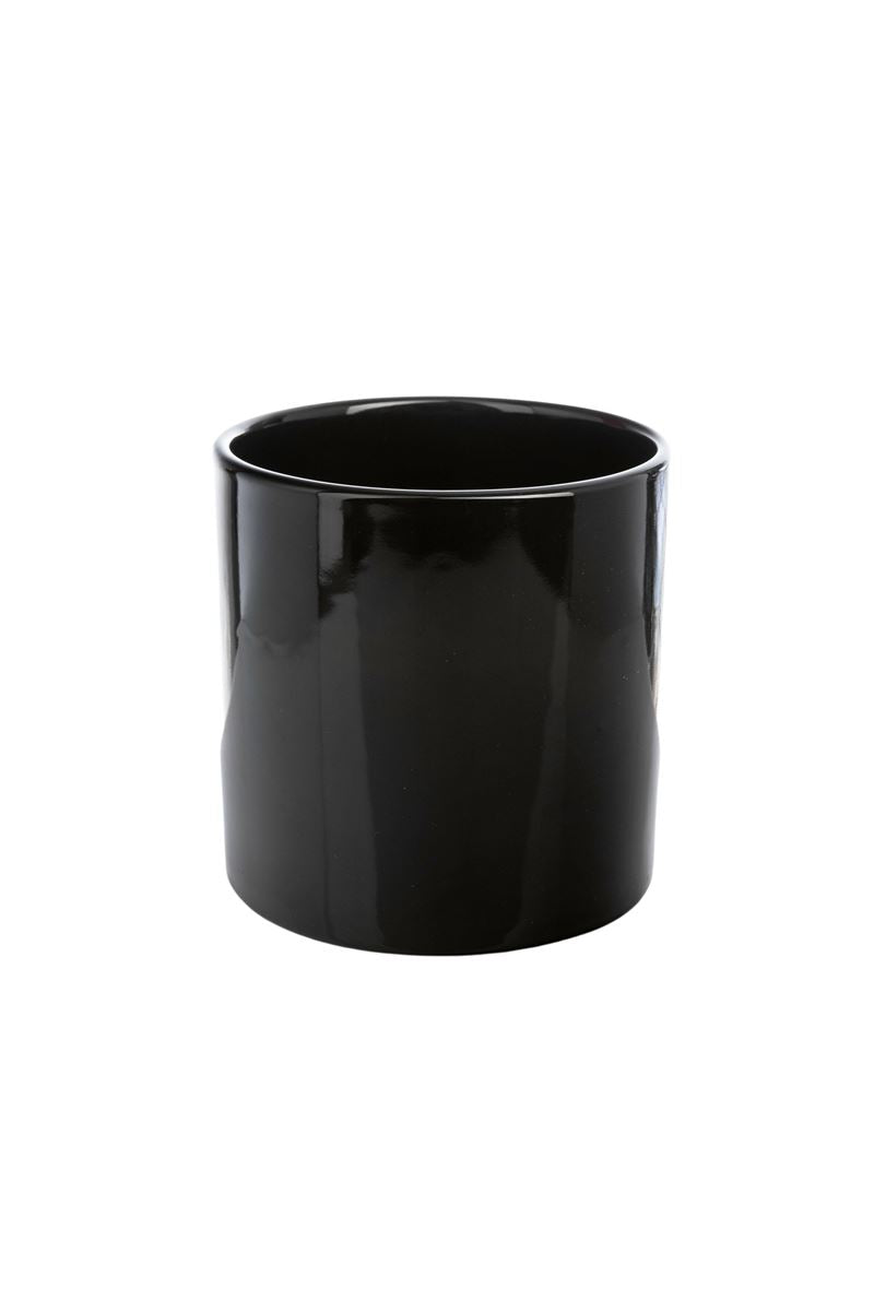 5 Inch Glossy Black Cylinder Ceramic Vase 5W x 5H -- 24 Per Case
